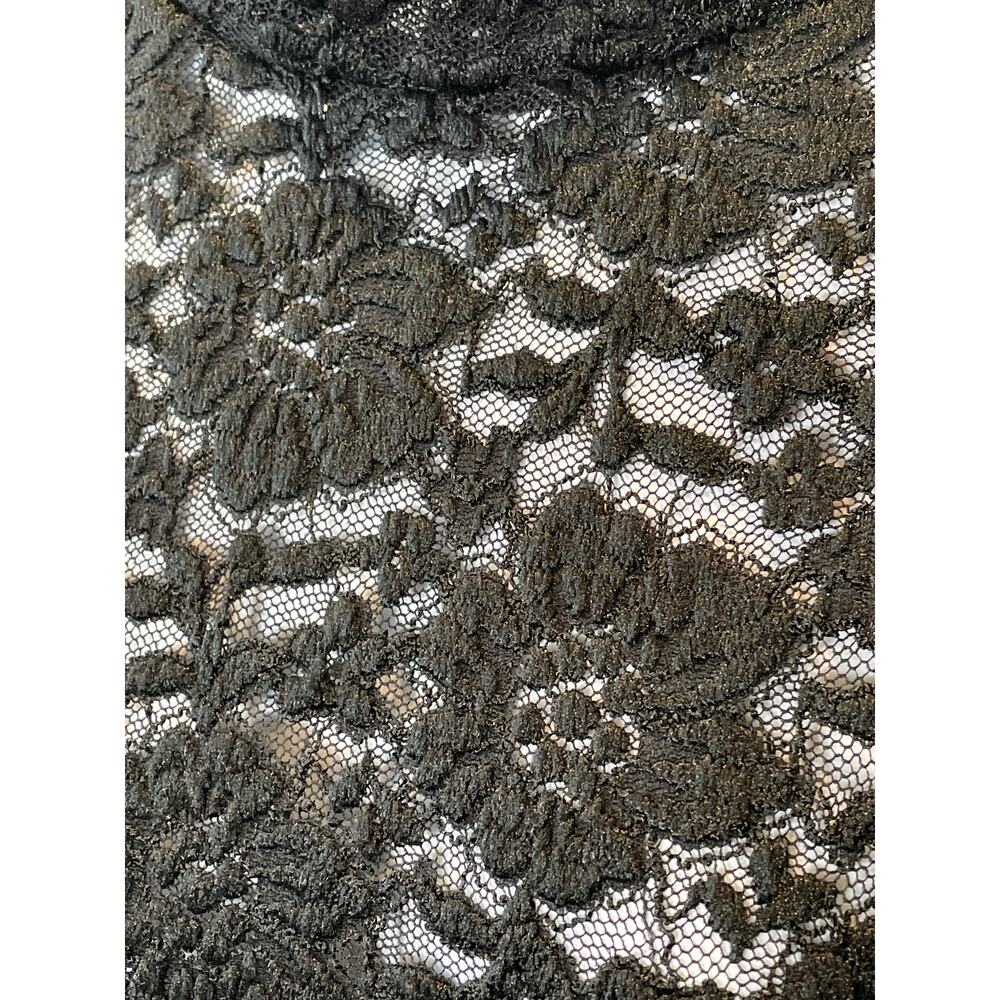 BCBGMAXAZRIA Black Lace Mock Neck Long Sleeve Sheer Top Size M - Picture 10 of 10